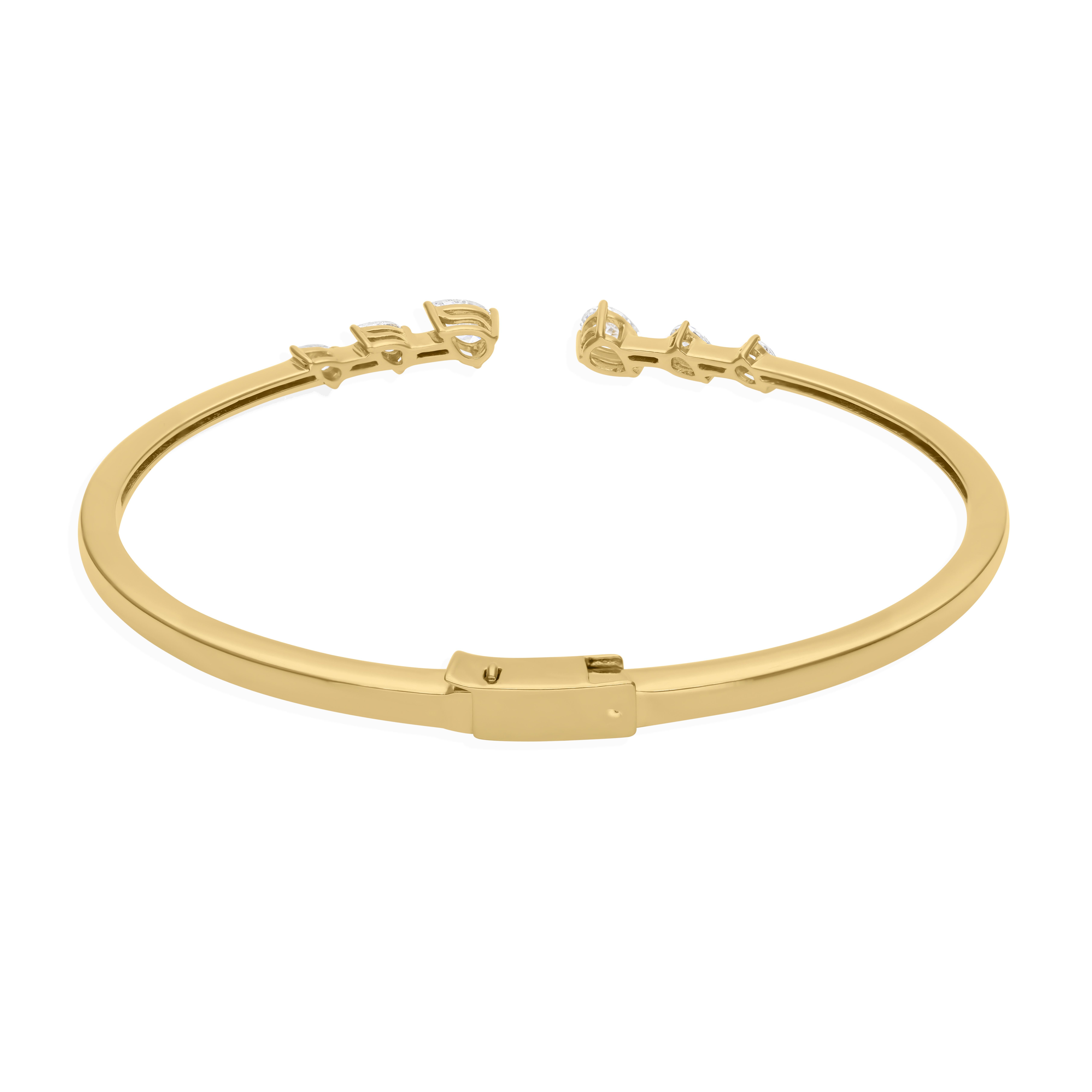Pulsera brazalete de oro amarillo de 18 quilates con diamantes SI/H en graduación mínima para mujer en venta 3