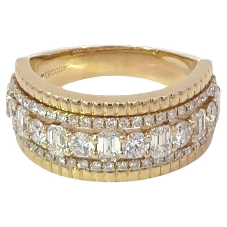 Bague en or jaune 18 carats et diamants mélangés