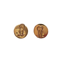 18K Yellow Gold Mobe Pearl Button Earrings #17520