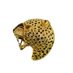 18 Karat Gelbgold Modelle Depose Frascarolo Leopardenbrosche 54,6g