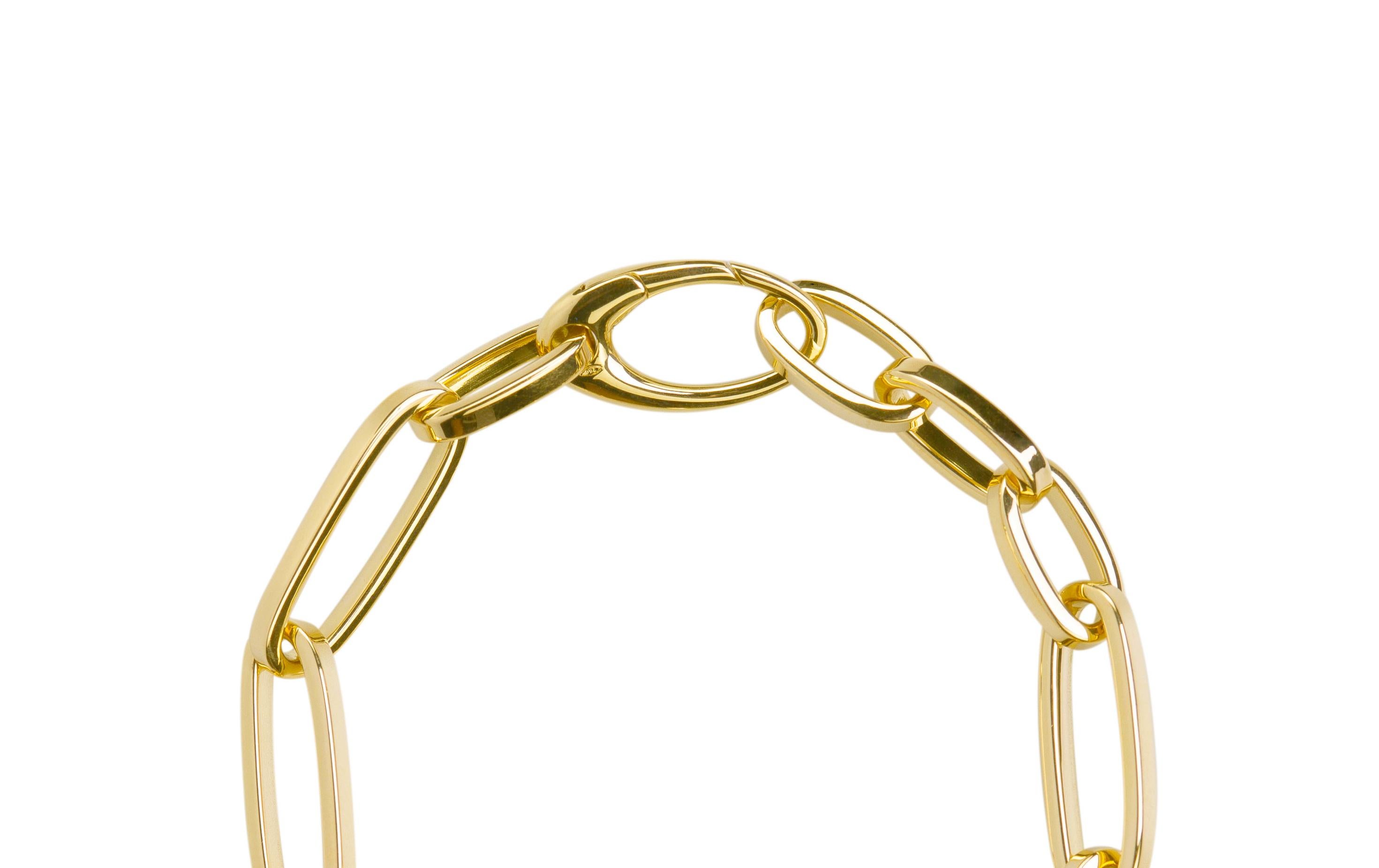 Italian Design 18k Yellow Gold Modern Chain Unisex Link Bracelet Made in Italy For Sale 2