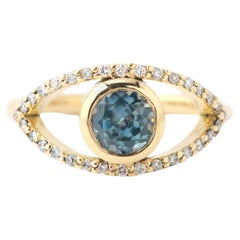 18k Yellow Gold Montana Sapphire Eye Ring