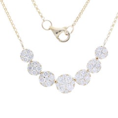 Collier grappe ronde collection Moonlight en or jaune 18 carats avec diamants de 1,25 carat