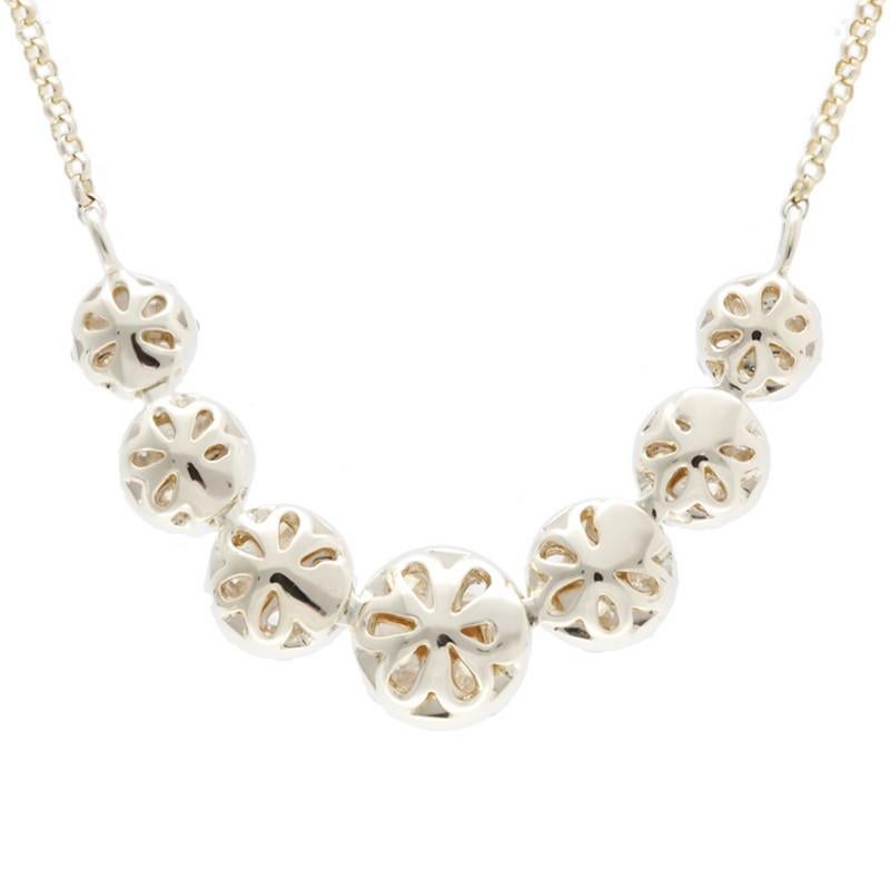18 Karat Gelbgold Moonlight Kollektion Runde Cluster-Halskette - 1,25 Karat Diamanten (Moderne) im Angebot