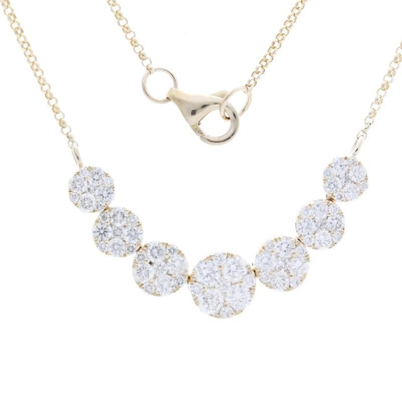 18 Karat Gelbgold Moonlight Kollektion Runde Cluster-Halskette - 1,25 Karat Diamanten (Rundschliff) im Angebot