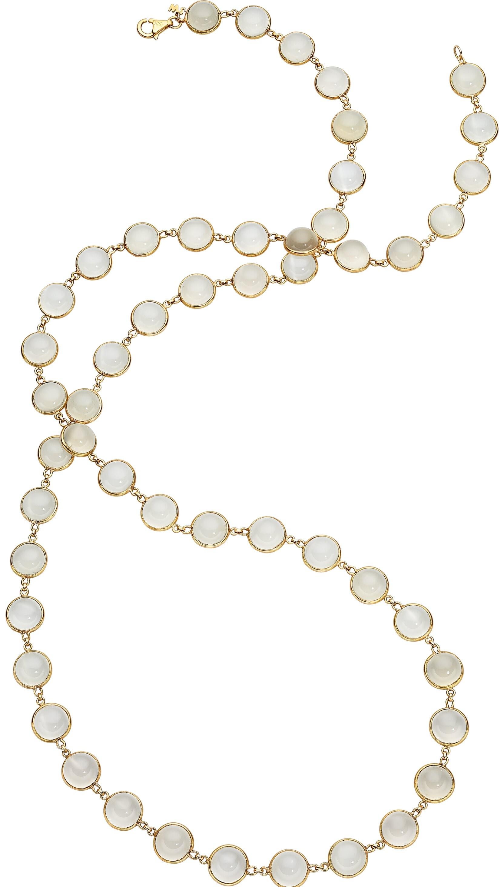 Collier en or jaune 18 carats avec cabochon de pierre de lune, taille 38