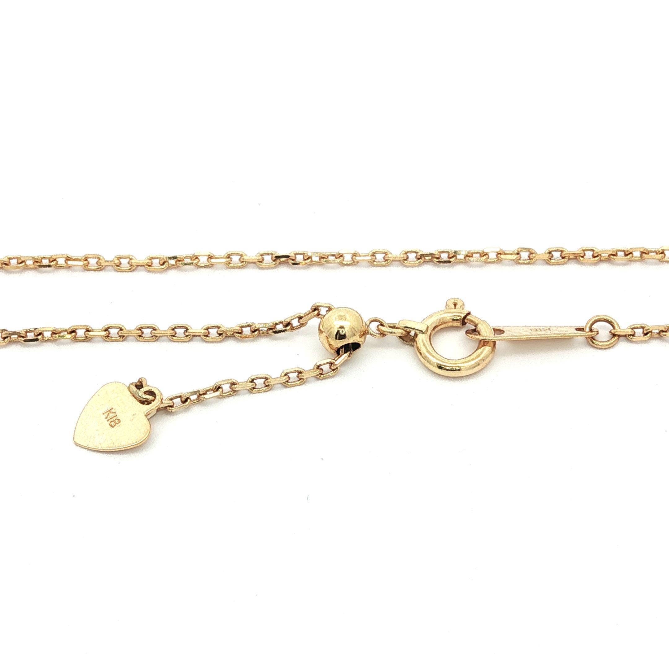 Collier ajustable en or jaune 18k avec pendentif en pierre de lune et halo de diamants en vente 9