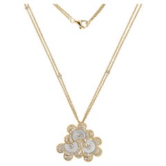 Diamant Perlmutt Floral Sculptural Anhänger Halskette 18k Gelbgold