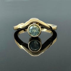 18k Yellow Gold Mount Rainier Ring with .75 carat Round Natural Montana sapphire