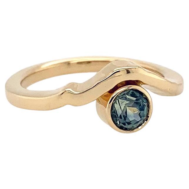 18k Yellow Gold Mount Rainier Ring with .75 carat Round Natural Montana sapphire For Sale