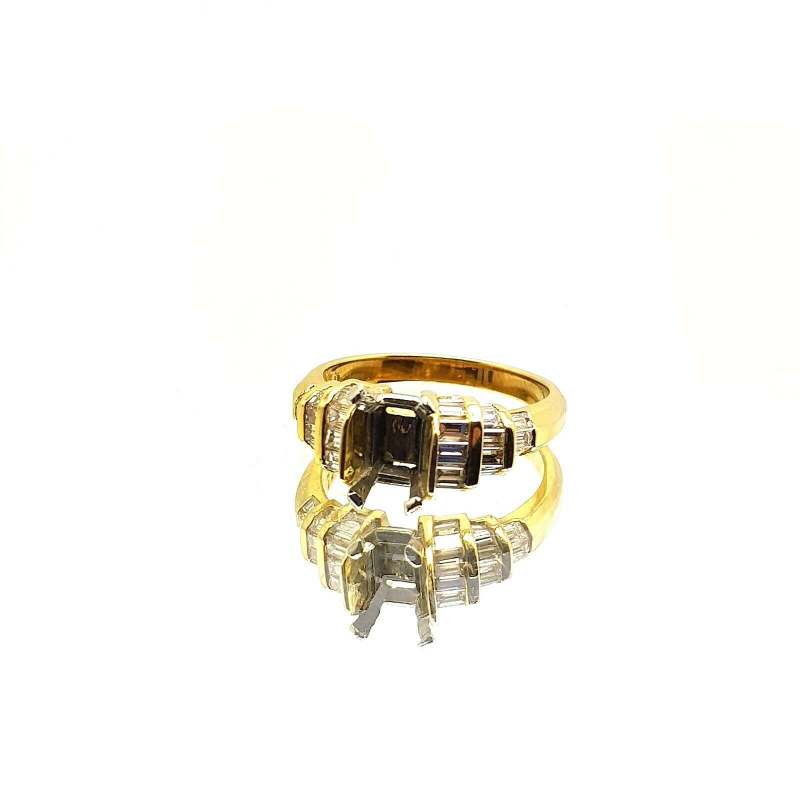 Baguette Cut 18 Karat Gold Mounting Ring with Baguette Diamonds Carat Total Weight: 1.20