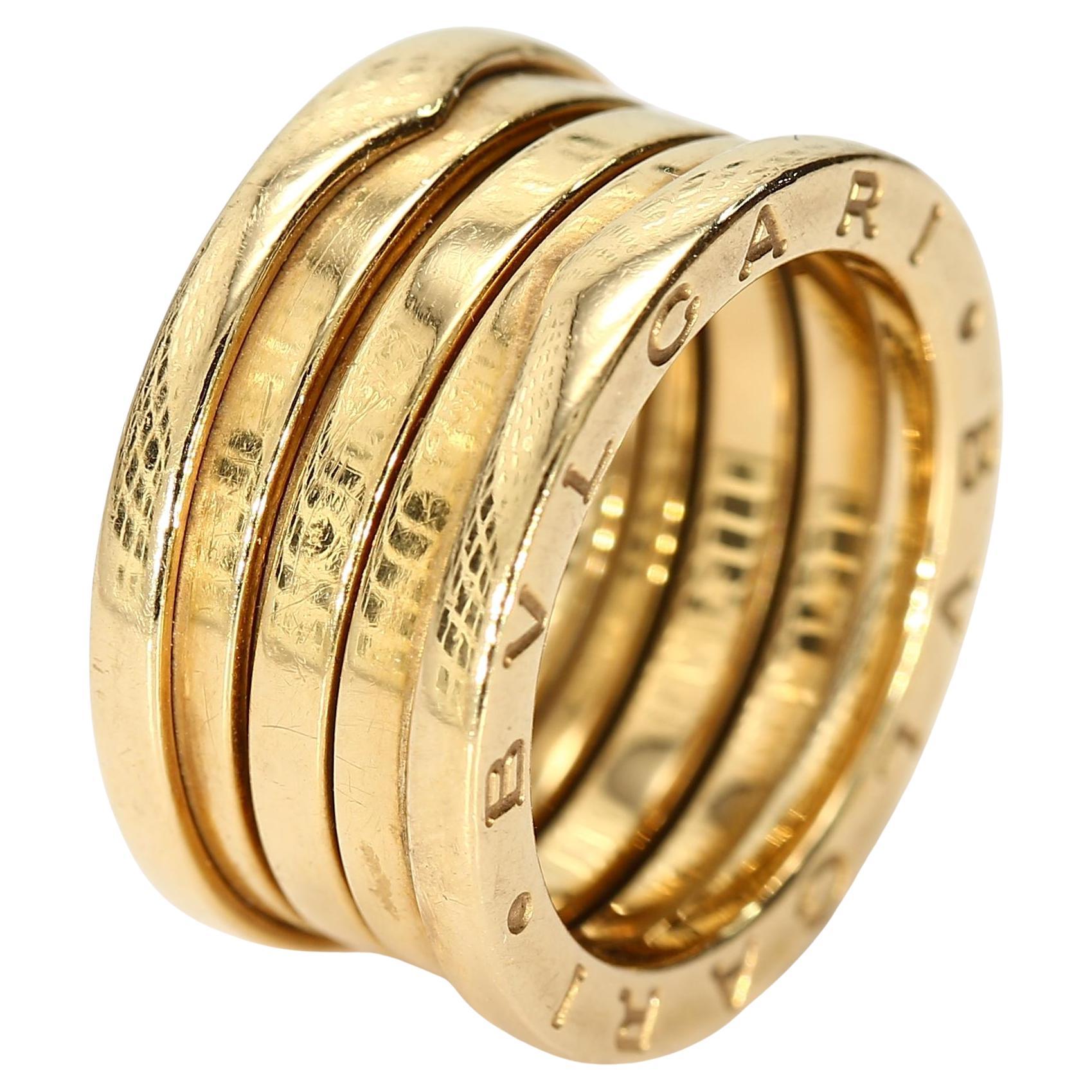 18k Yellow Gold Movable "BVLGARI B.zero1" Stacked Ring Band - Size 5.25