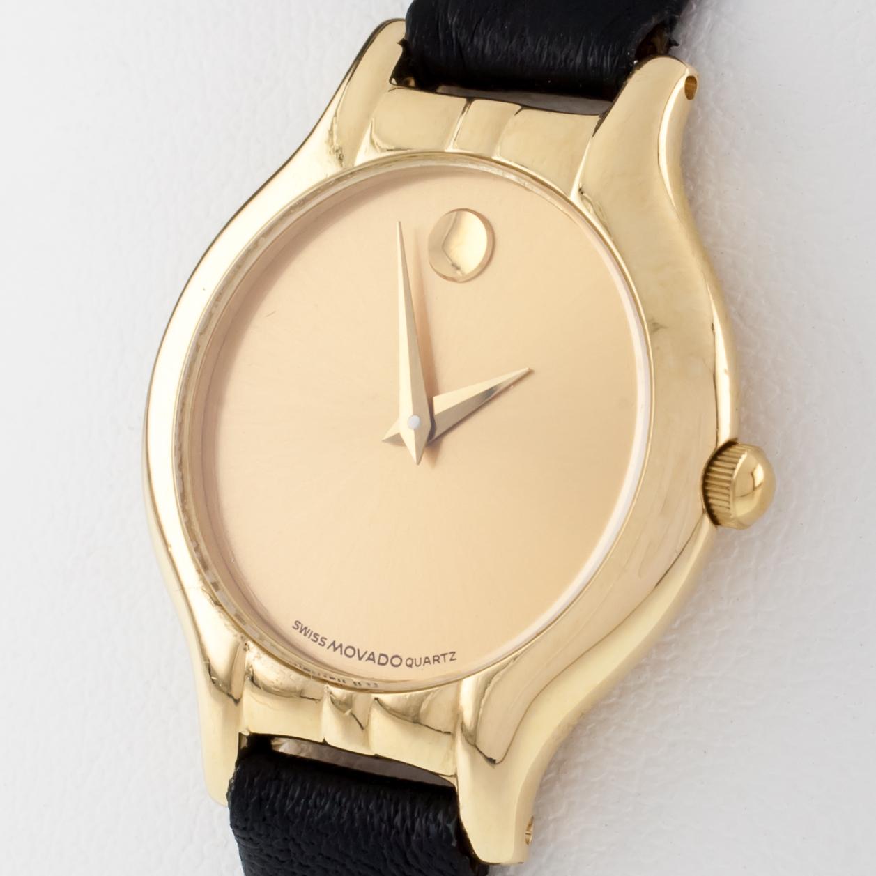 movado black and gold women's watch