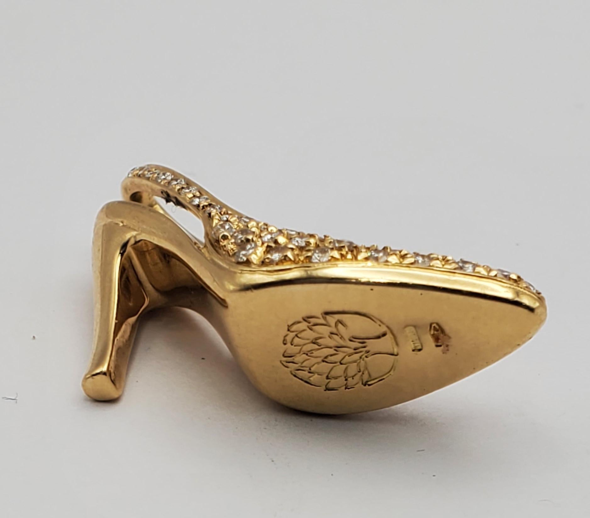 18K Yellow Gold Mulberry Stiletto Shoe Pendant For Sale 1