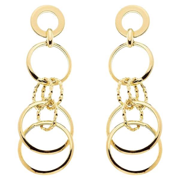 Pendientes Gota Multicírculo Oro Amarillo 18K