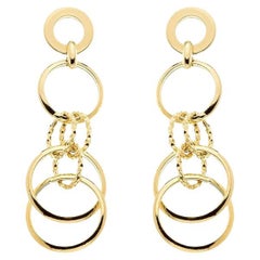 Boucles d'oreilles pendantes multi-cercles en or jaune 18K