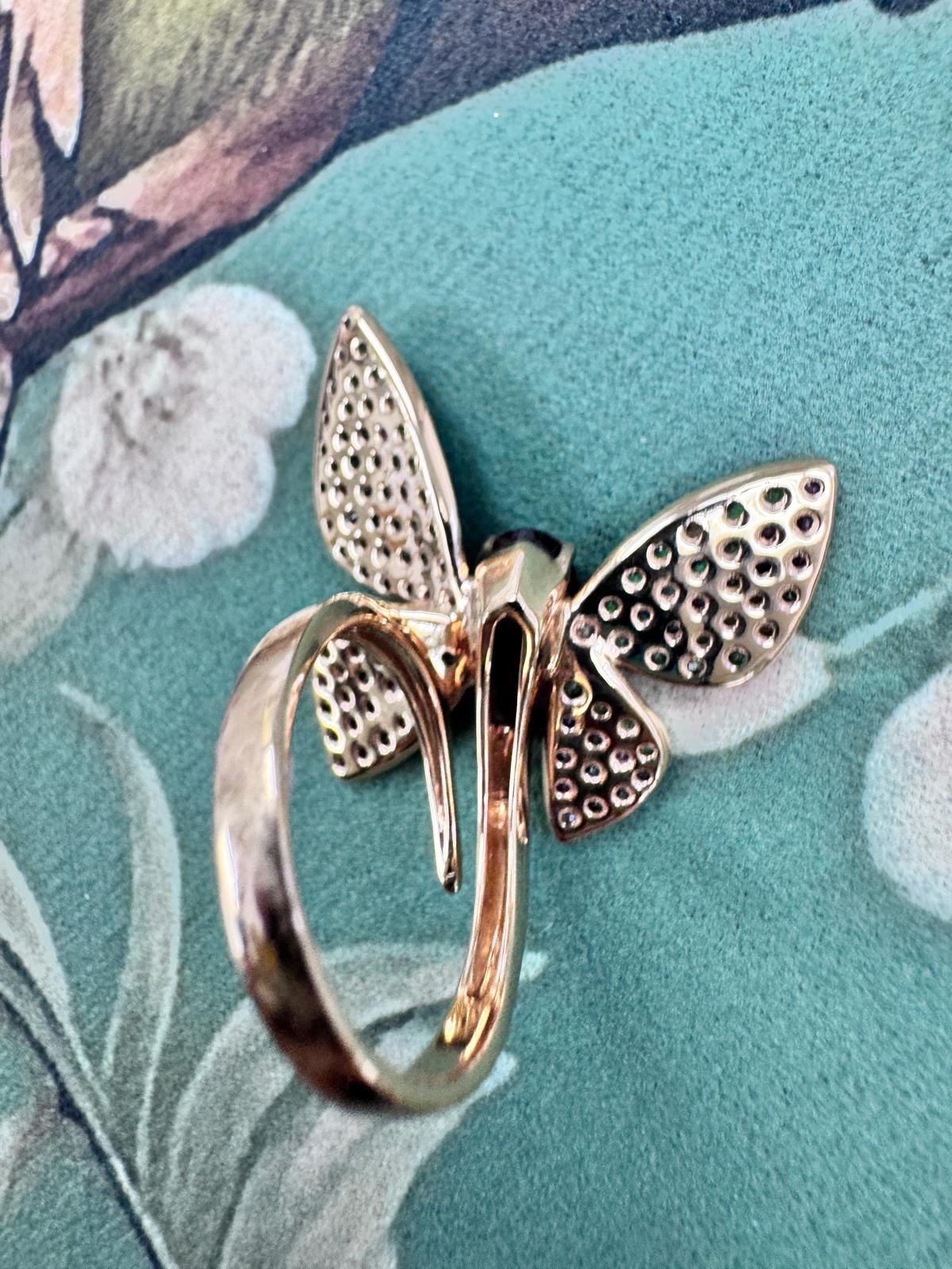 18K Yellow Gold Multi-Color Sapphire Butterfly Ring 1