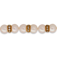 18K Yellow Gold Multi-color Sapphire, Diamond and Pearl Necklace