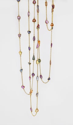 18K Yellow Gold Multi-Color Semi-Precious Stone Necklace