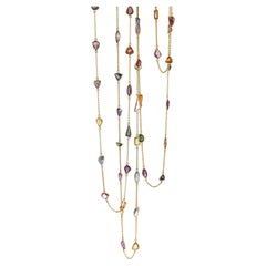 Collier de pierres semi-précieuses multicolores en or jaune 18 carats