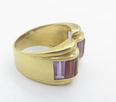 18 Karat Yellow Gold Multi-Color Stone Ring