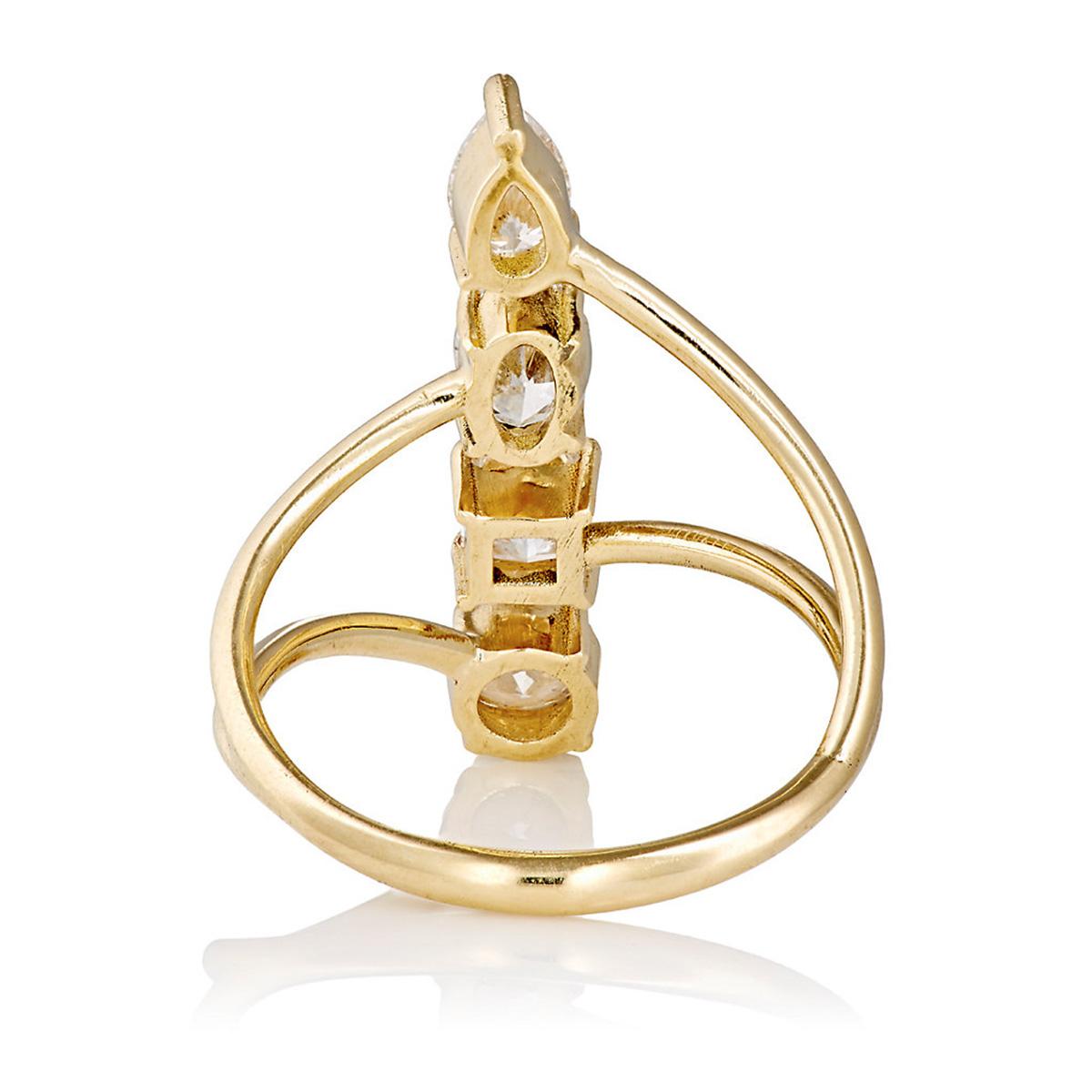 Round Cut Ileana Makri 18k Yellow Gold Multi-Cut White Diamond Engagement Ring For Sale