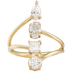 Ileana Makri 18k Yellow Gold Multi-Cut White Diamond Engagement Ring