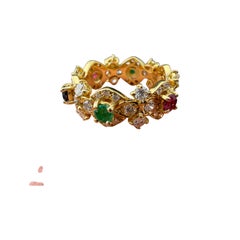 18k Yellow Gold Multi Gem Ring