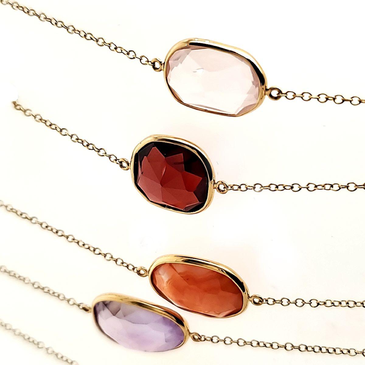 18k Yellow Gold Multi Gemstone Cts 27.10 Necklace For Sale 4