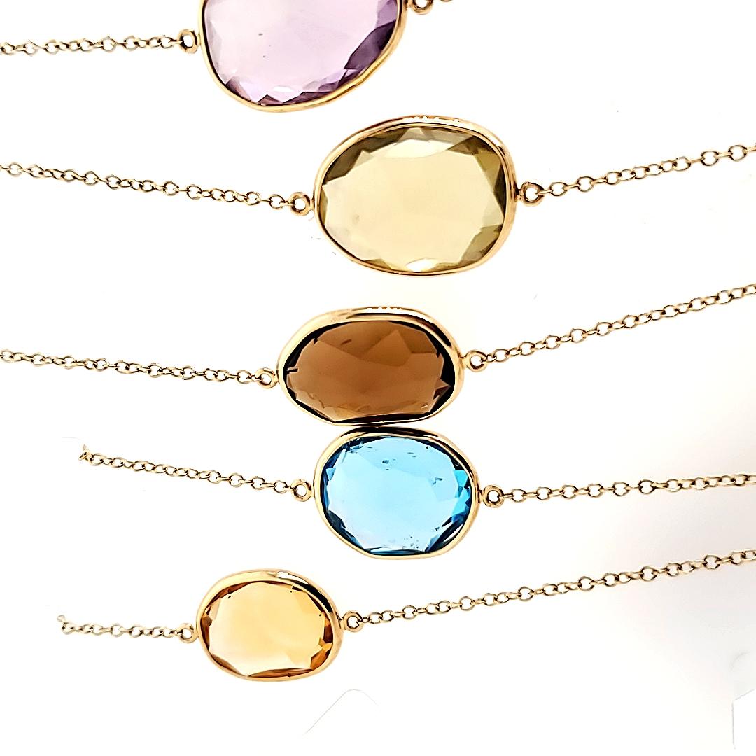 Contemporary 18k Yellow Gold Multi Gemstone Cts 27.10 Necklace For Sale