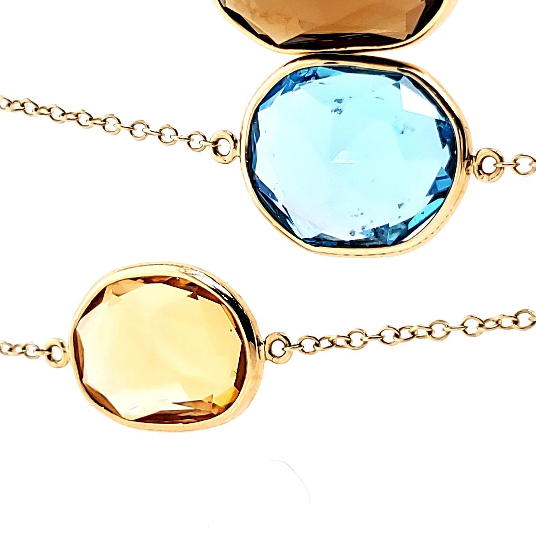 18k Yellow Gold Multi Gemstone Cts 27.10 Necklace In New Condition For Sale In Hong Kong, HK
