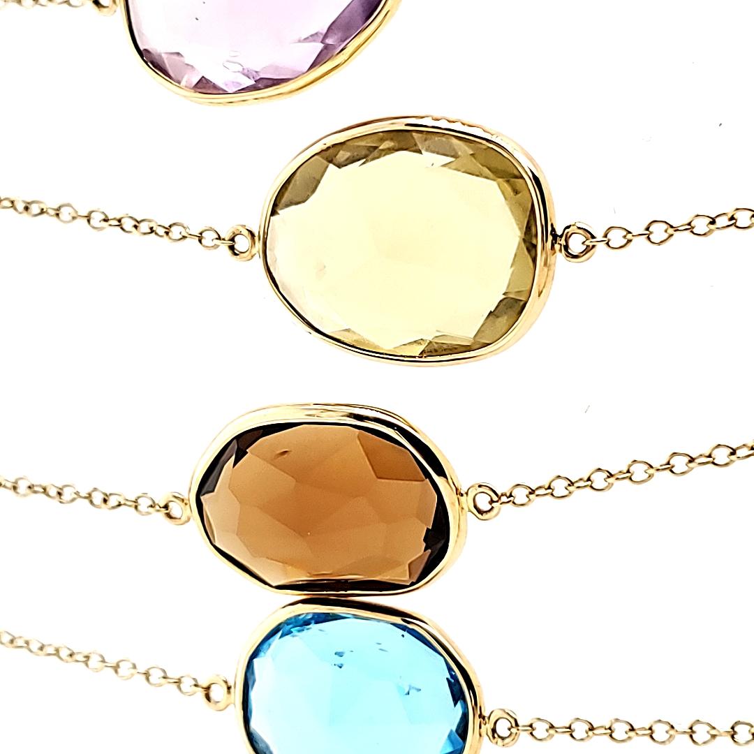 Women's 18k Yellow Gold Multi Gemstone Cts 27.10 Necklace For Sale
