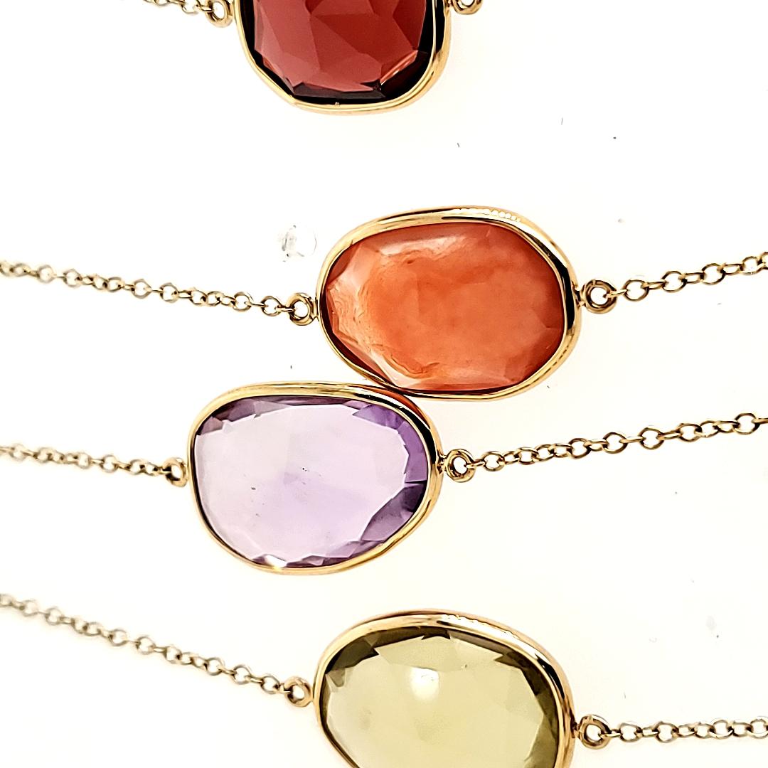 18k Yellow Gold Multi Gemstone Cts 27.10 Necklace For Sale 1