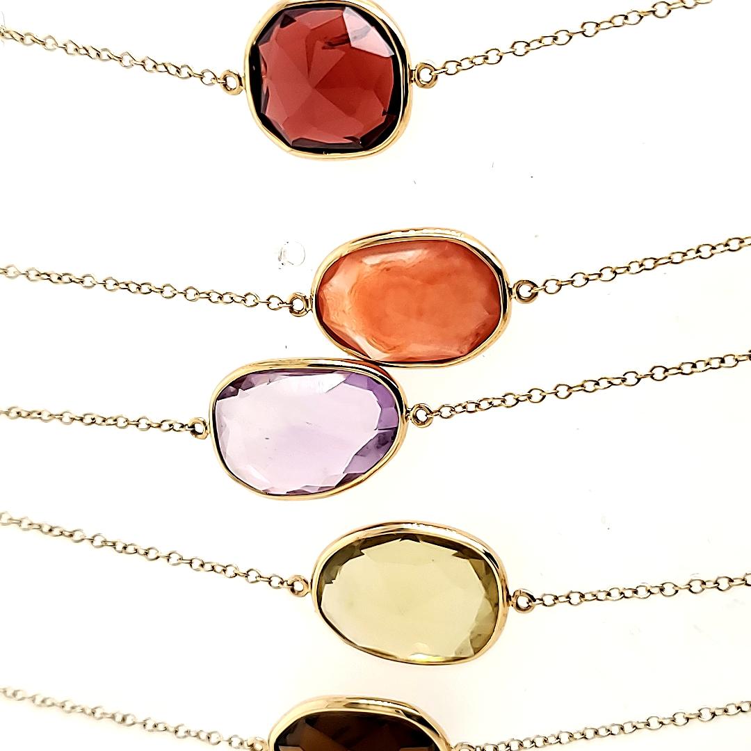 18k Yellow Gold Multi Gemstone Cts 27.10 Necklace For Sale 3
