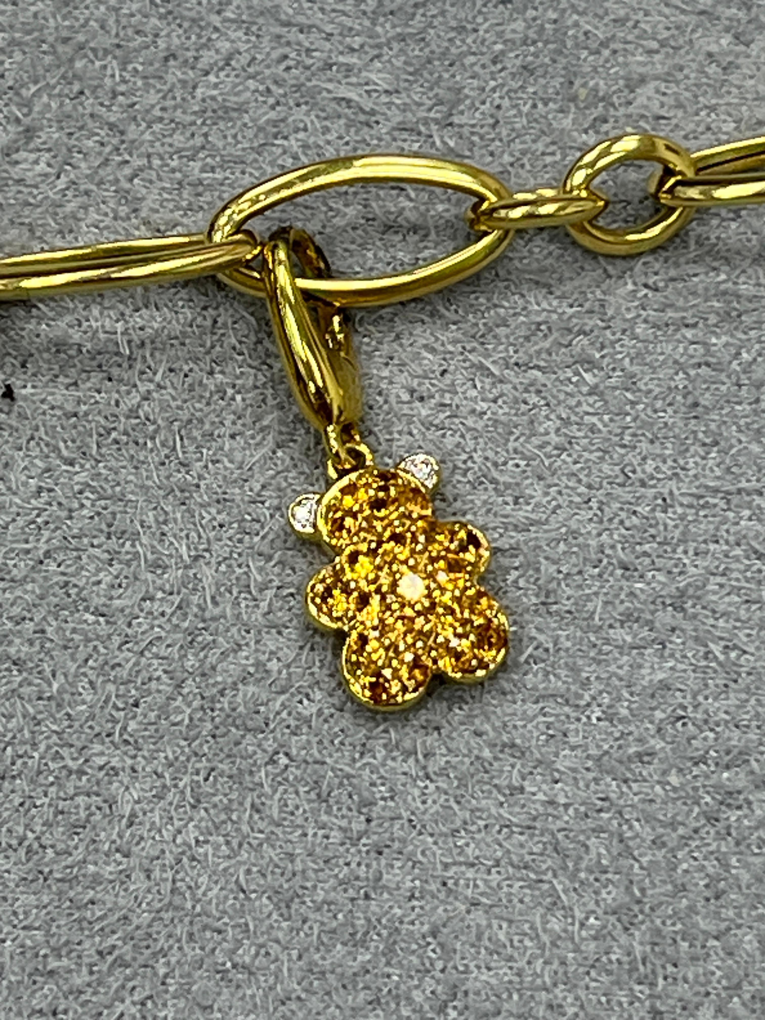 18K Yellow Gold Multi Gemstone Diamond Charm Bracelet For Sale 4