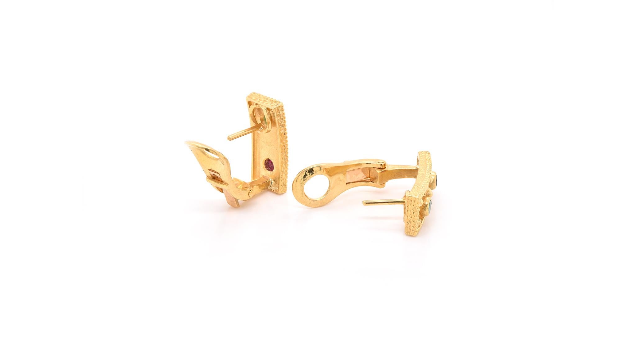 Women's 18 Karat Yellow Gold Multi-Gemstone Fancy Earrings