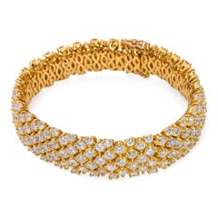 Pulsera de oro amarillo de 18 quilates con varias filas de diamantes de 23,16 tcw