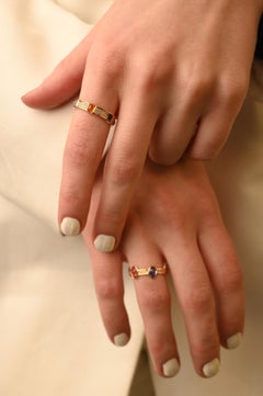 18k Yellow Gold Multi Sapphire Band Ring with Diamonds Gift for Him