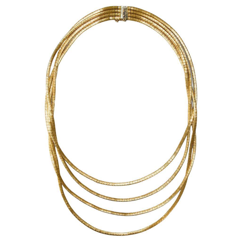 18K Yellow Gold Multi Strand (4) Necklace 16" For Sale