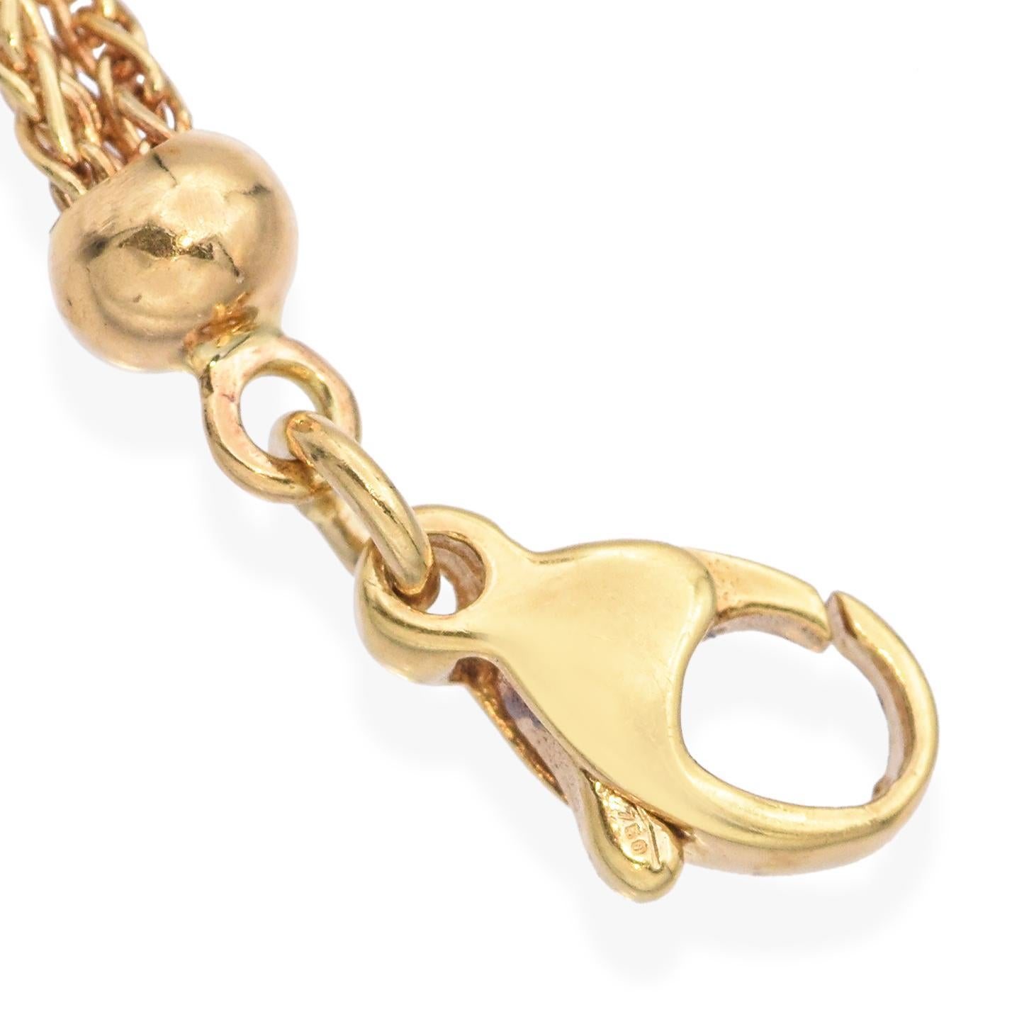 Chaîne collier multibrins en or jaune 18 carats avec rondelles de diamants jaunes Bon état - En vente à New York, NY