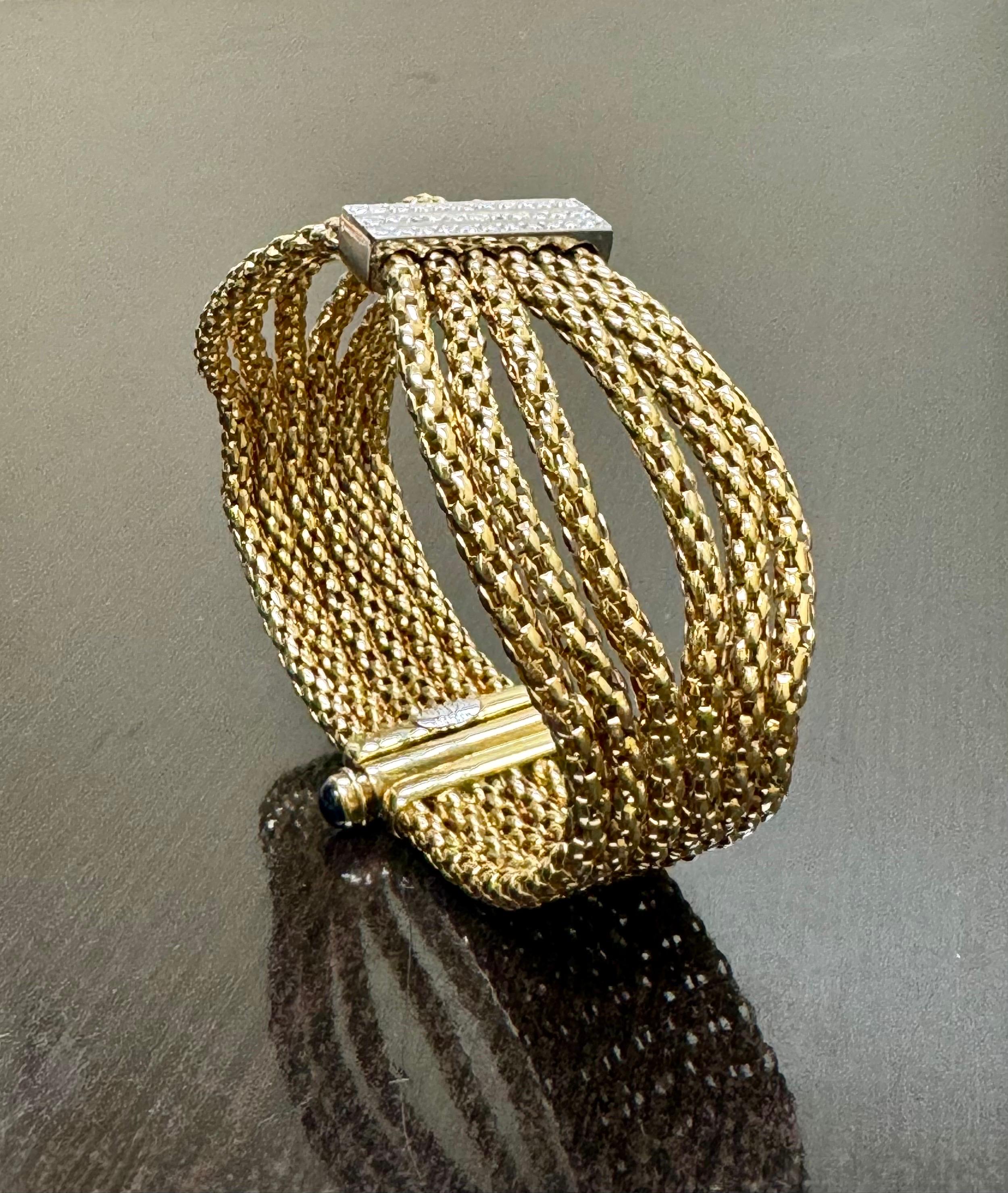 Bracelet manchette en or jaune 18K à plusieurs brins et diamants Fope en vente 4