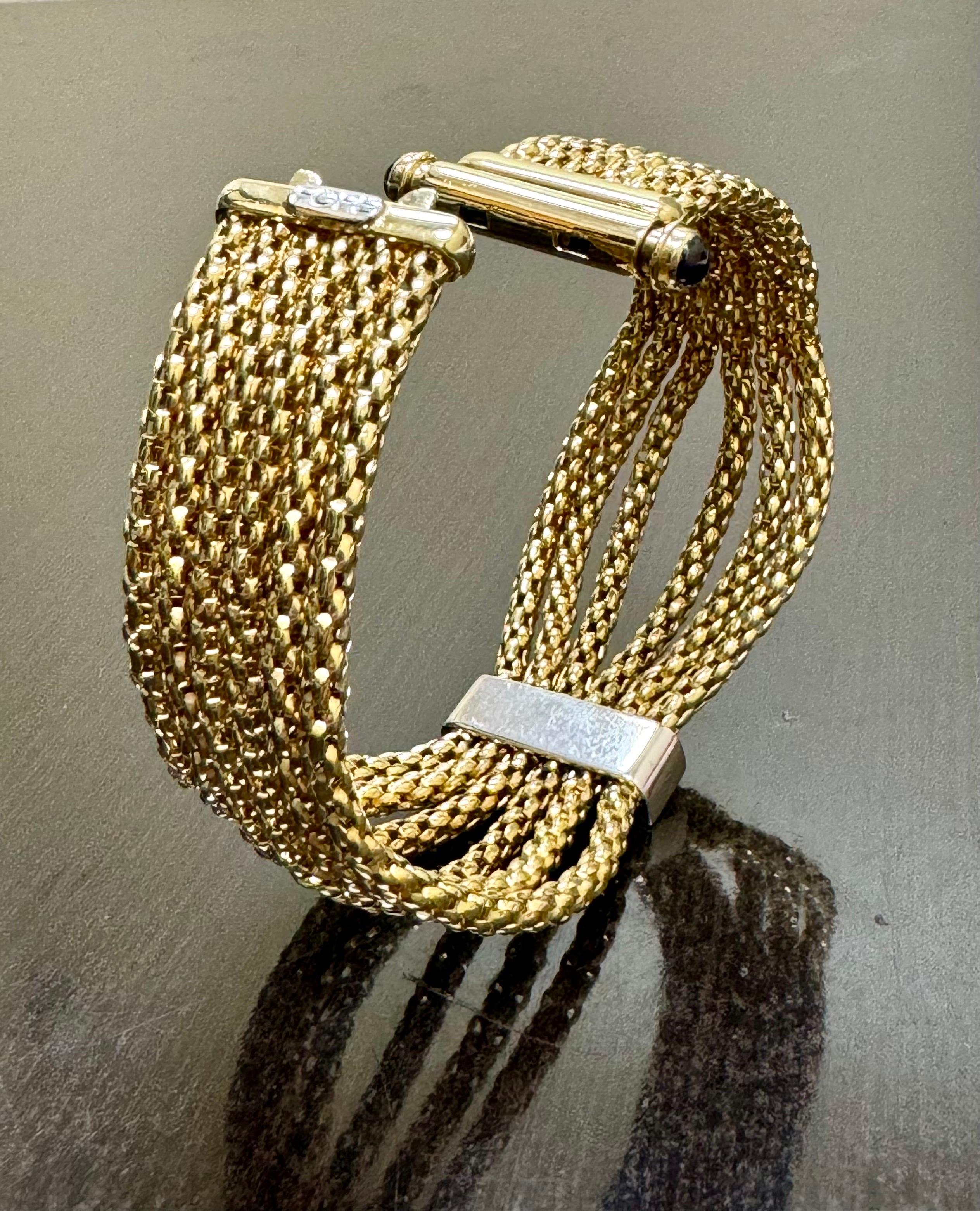 Bracelet manchette en or jaune 18K à plusieurs brins et diamants Fope en vente 5