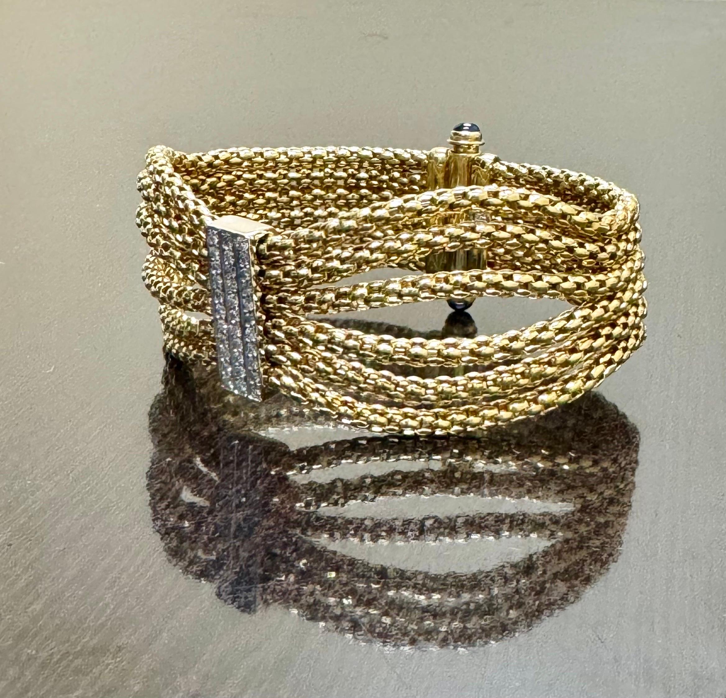 Moderne Bracelet manchette en or jaune 18K à plusieurs brins et diamants Fope en vente