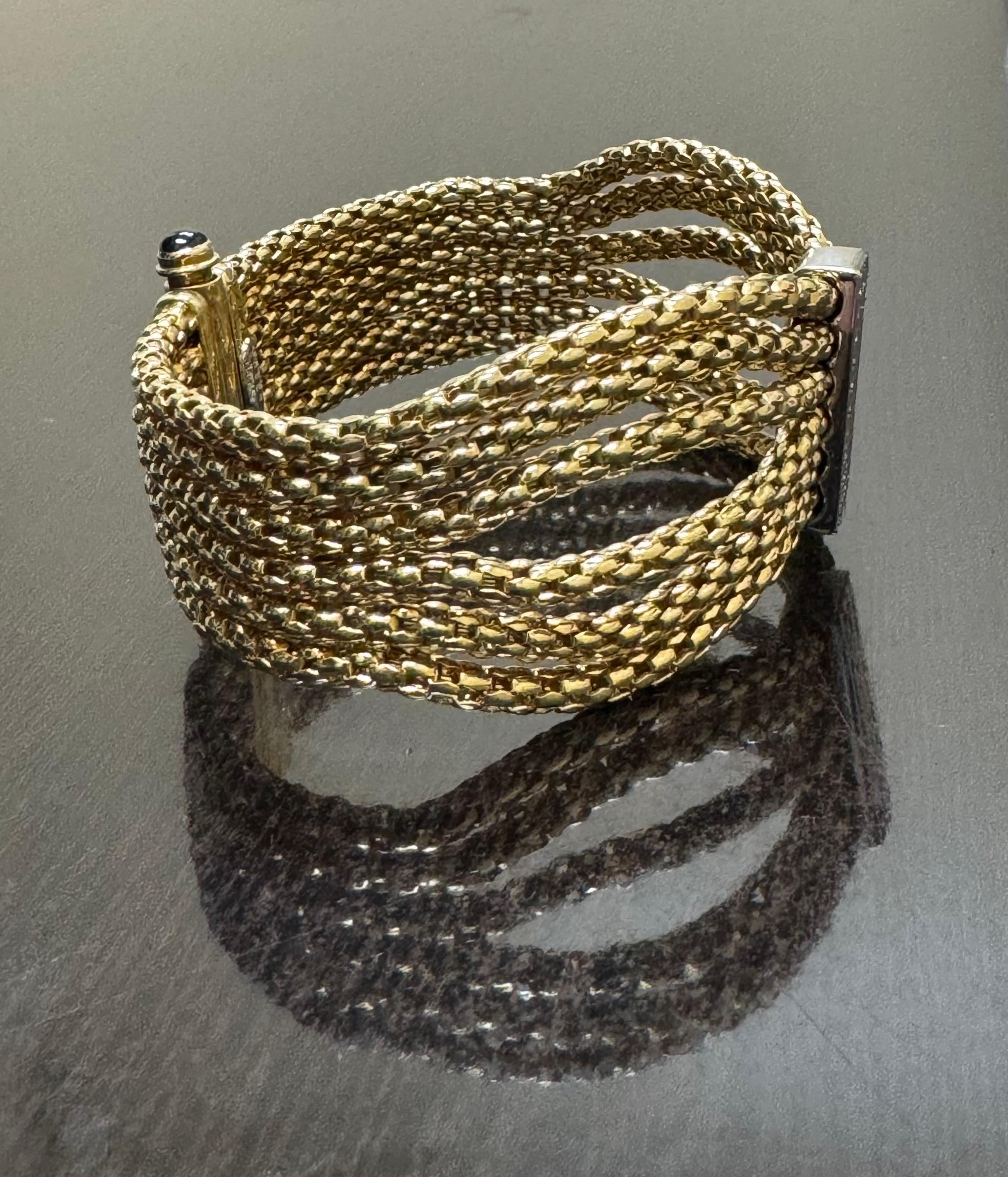 Bracelet manchette en or jaune 18K à plusieurs brins et diamants Fope Excellent état - En vente à Los Angeles, CA