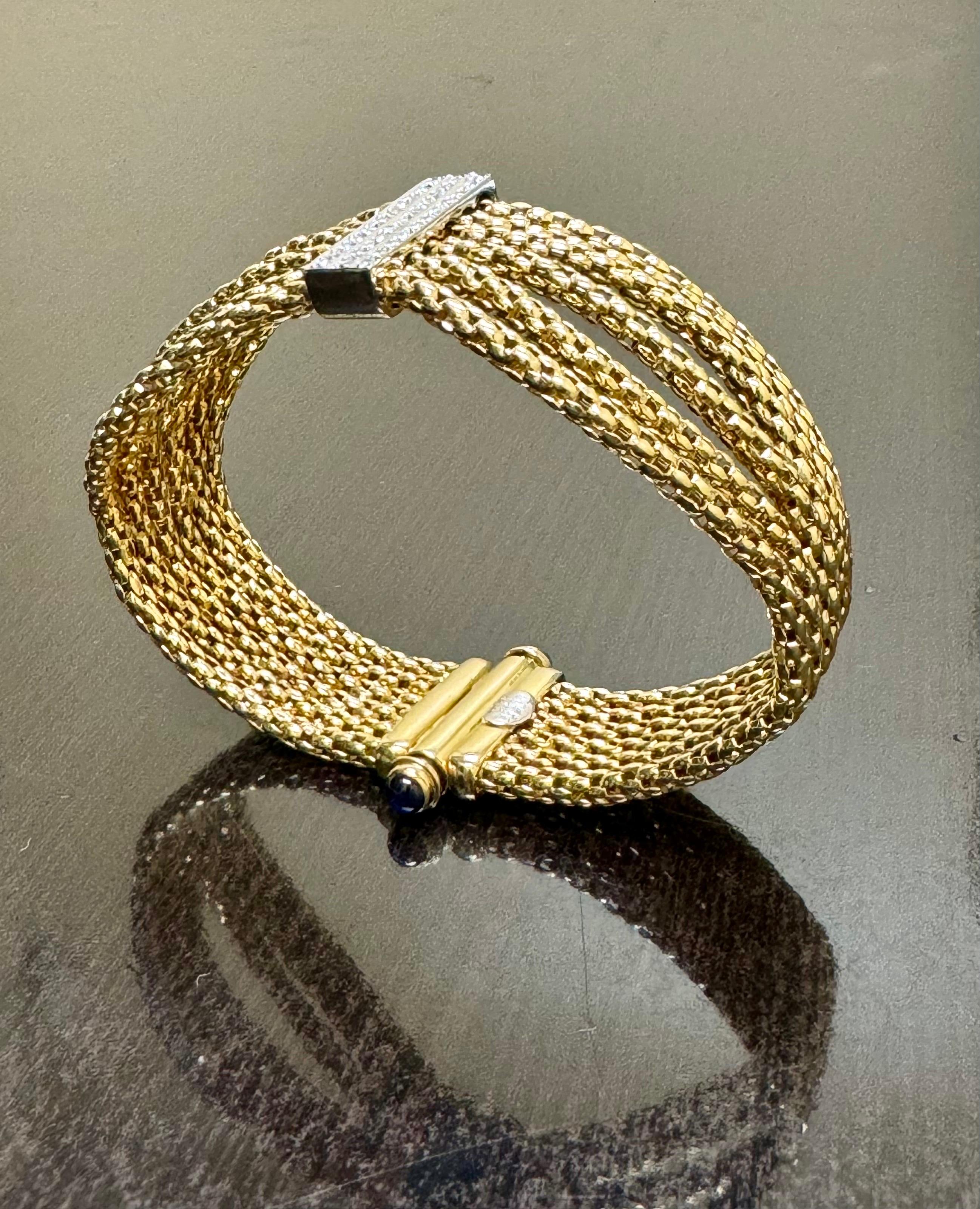 Bracelet manchette en or jaune 18K à plusieurs brins et diamants Fope en vente 2