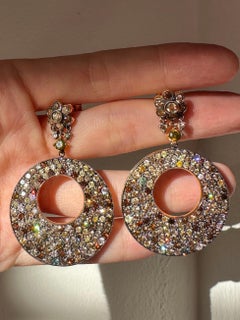 18K Yellow Gold Multicolor Diamond Earrings