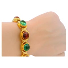 Bracelet italien en or jaune 18K avec tourmaline multicolore