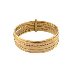 18k Yellow Gold Multiple Texture Rings Band