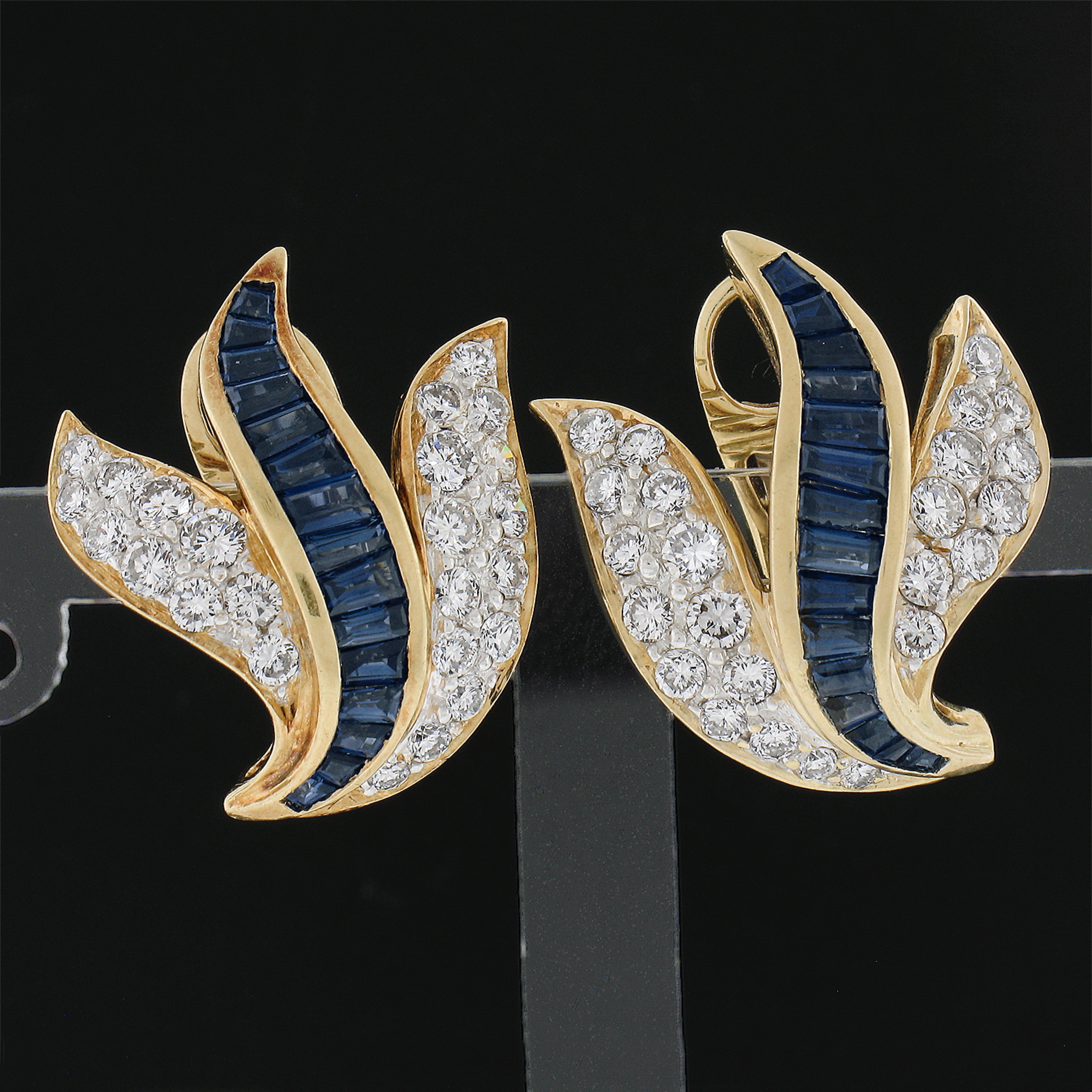 18K Gelbgold Invisible Set Saphir & Diamant Tropfen Tag Nacht Ohrringe im Zustand „Hervorragend“ im Angebot in Montclair, NJ