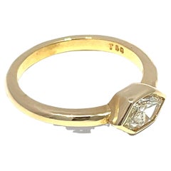18k Yellow Gold Natural 0.57ct Lozenge Diamond Bezel Ring